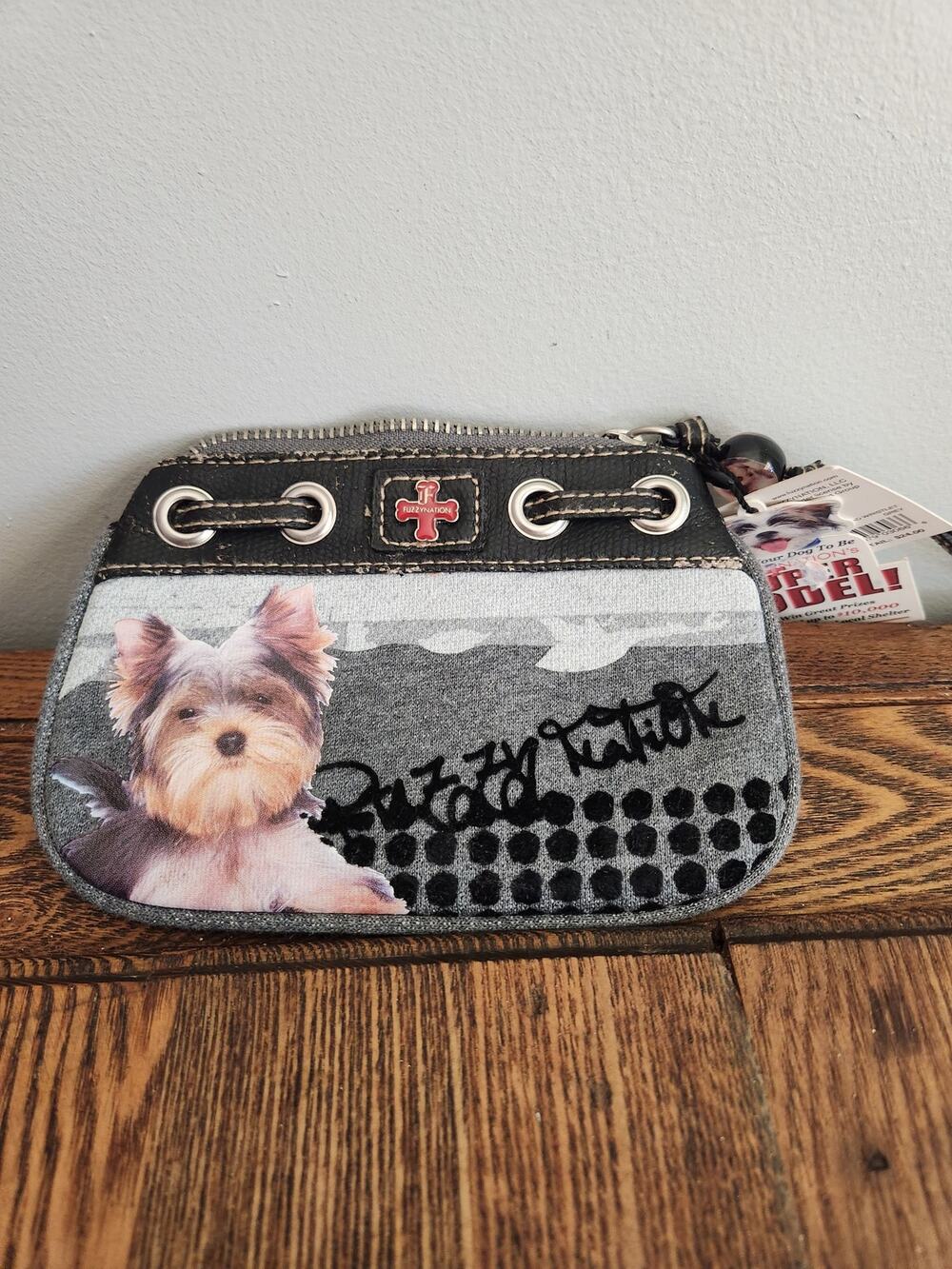 Authentic Fuzzy Nation Print of a Yorkshire Terrier Wristlet NWT